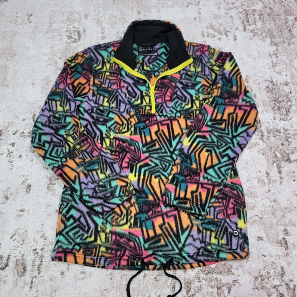 Empyre 90s Neon Abstract Fleece Quarter Zip XL Retro Skate Pullover